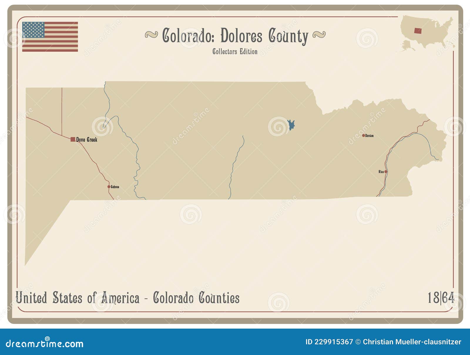 Map of Dolores County in Colorado Stock Vector Illustration of cities