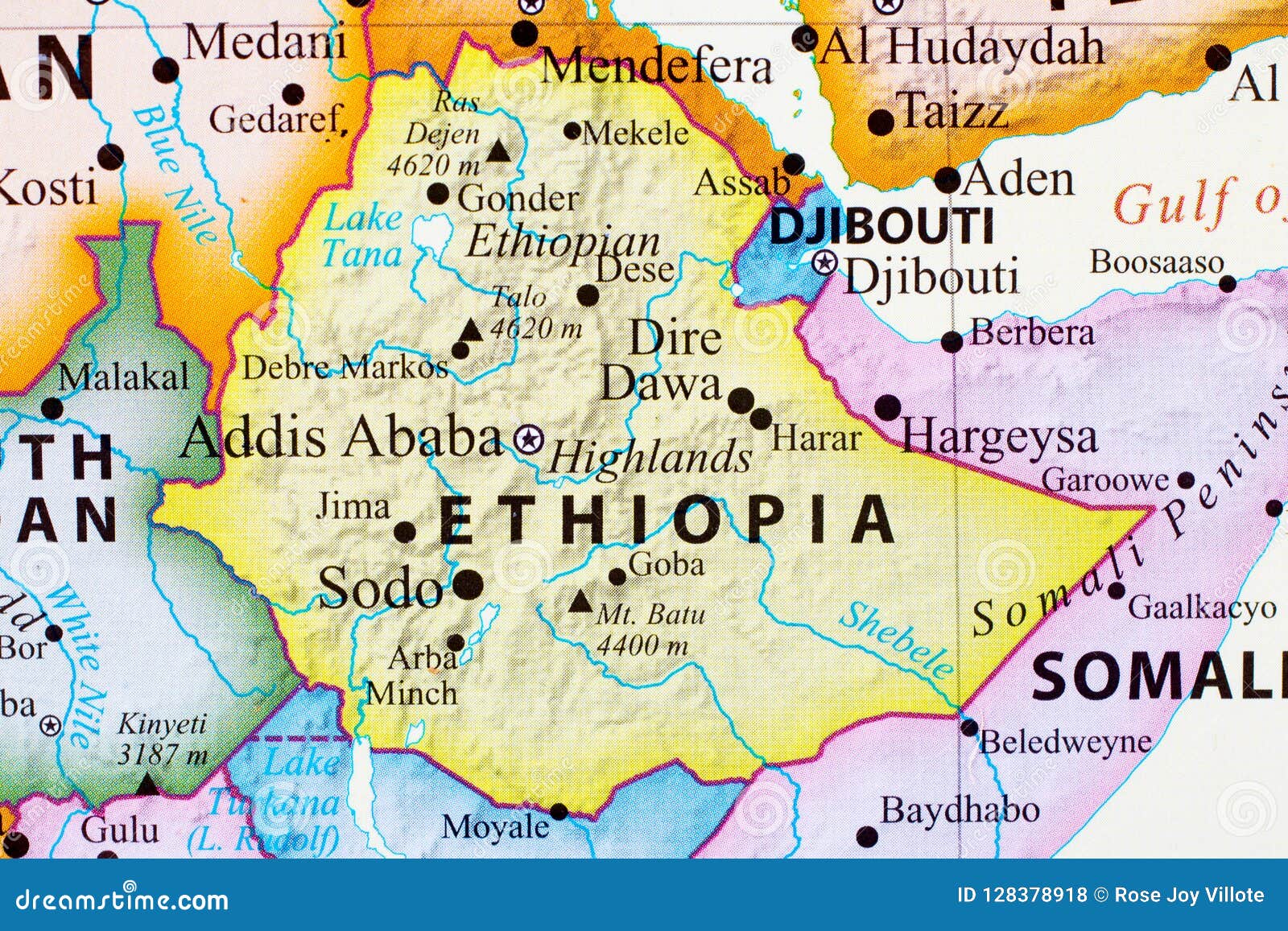 Map of Ethiopia stock illustration. Illustration of city - 128378918