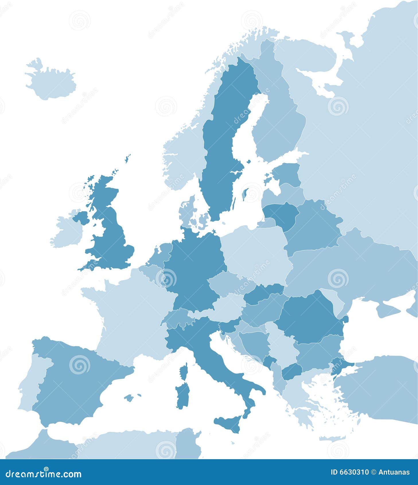 map of europe in blue