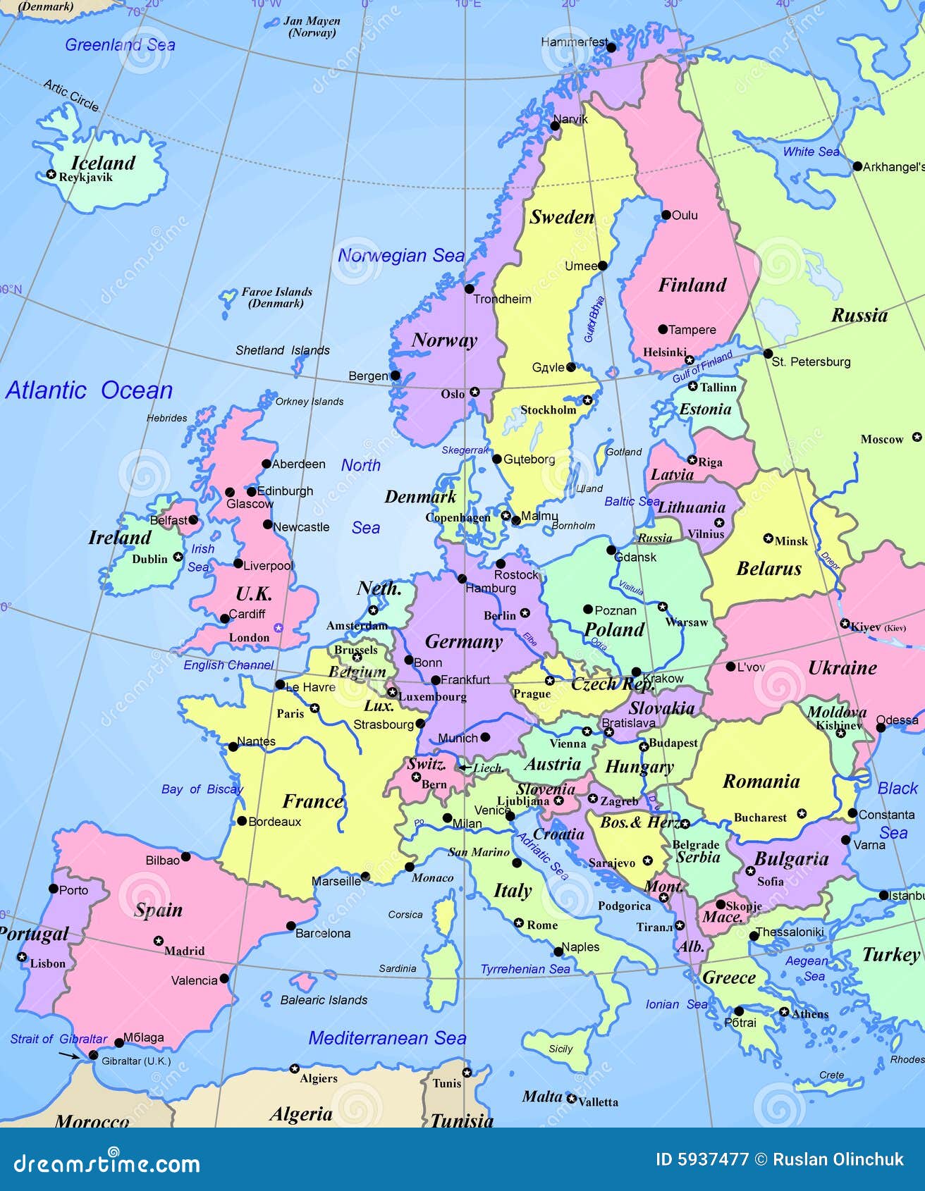 Map Of Europe Continent Royalty Free Stock Photography Image 5937477