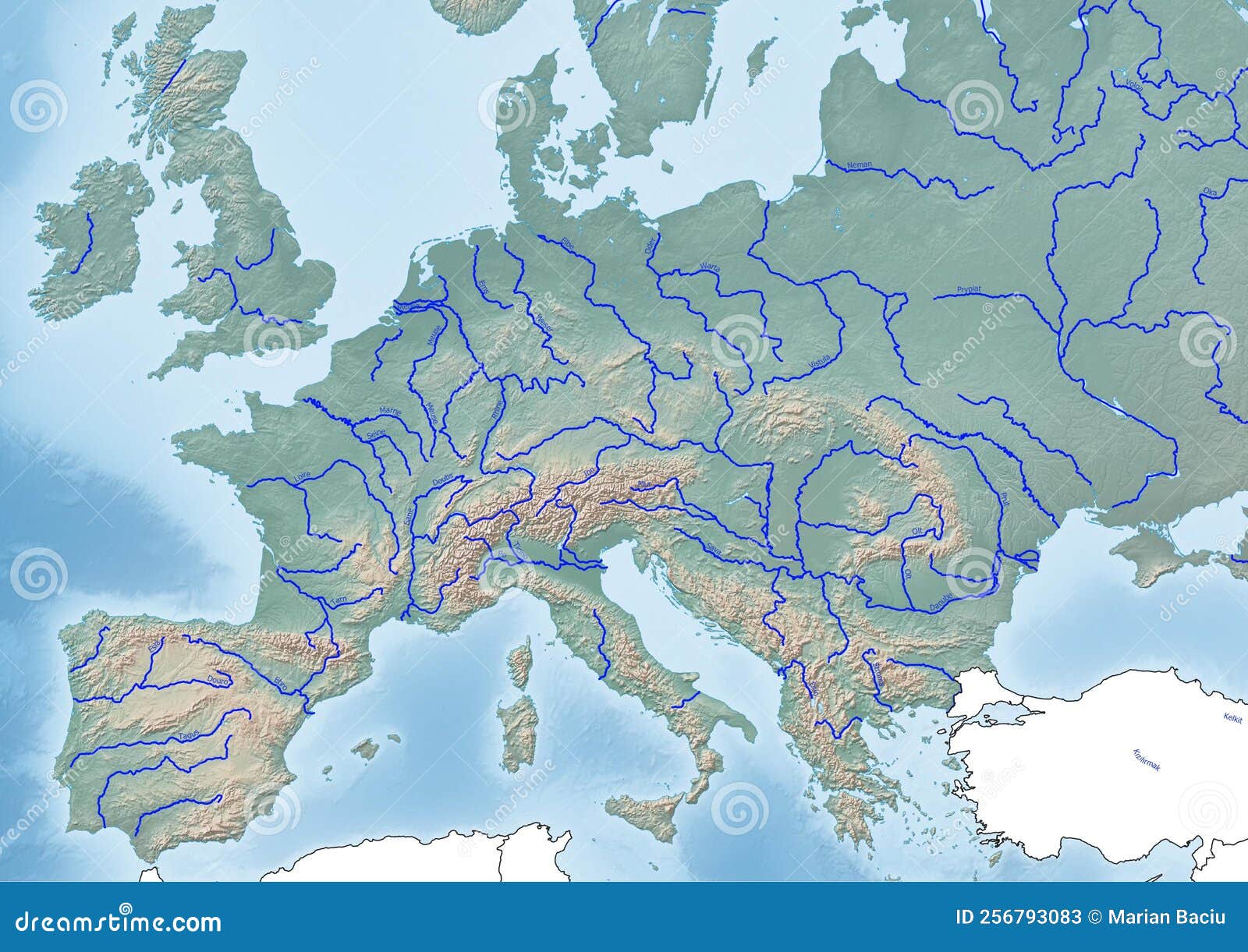 map of europe rivers and cities