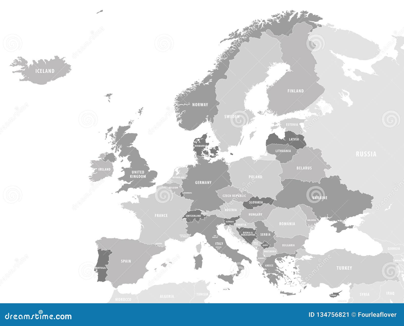 map of europe. grey  high detail 