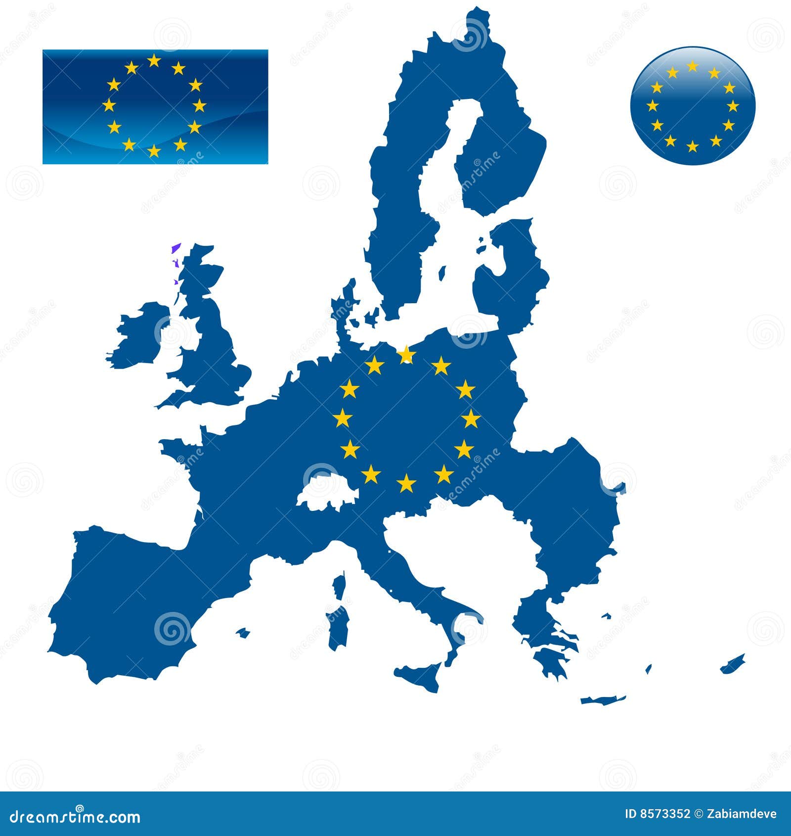 map of european union and eu flag