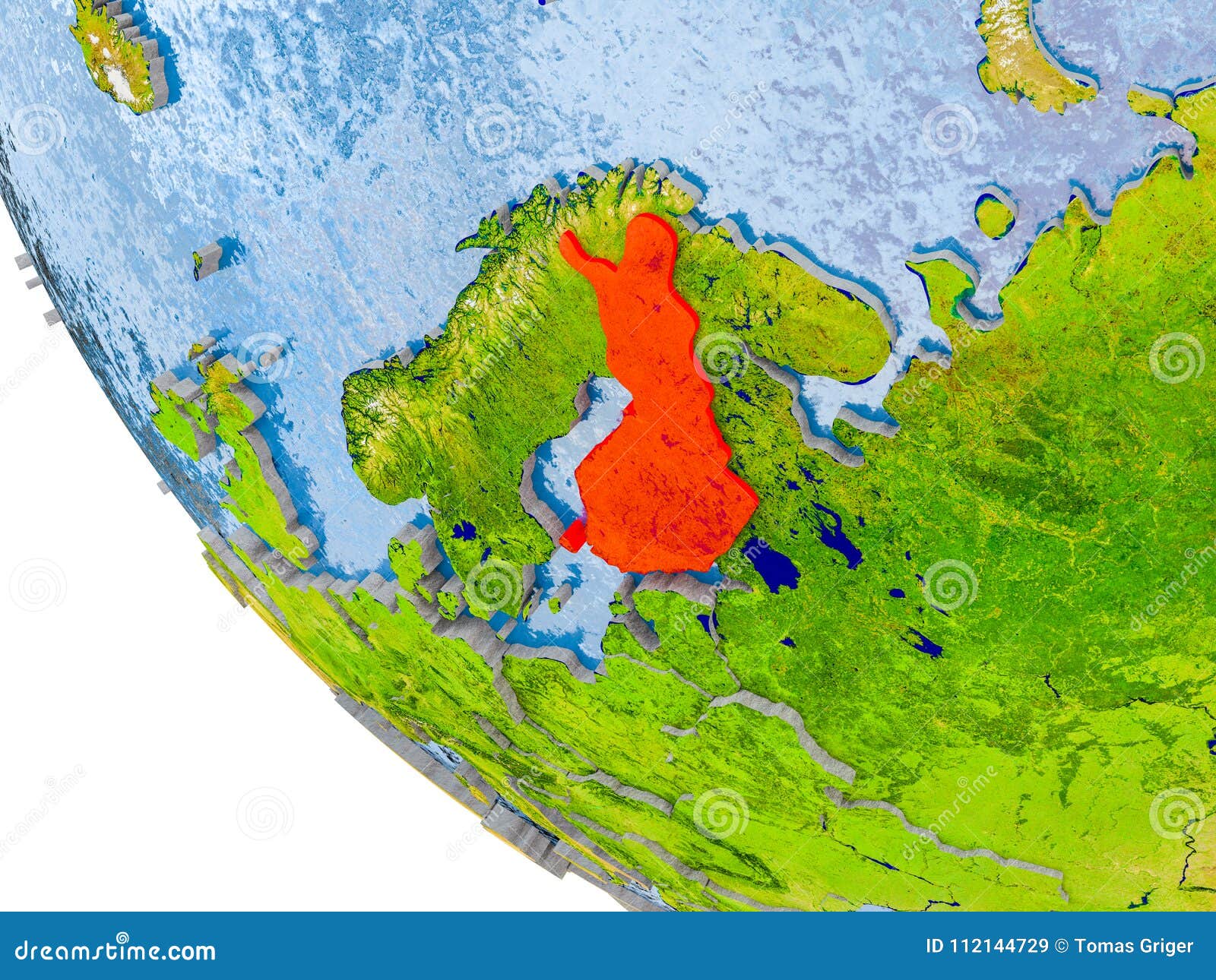Finland on globe stock illustration. Illustration of world - 112144729