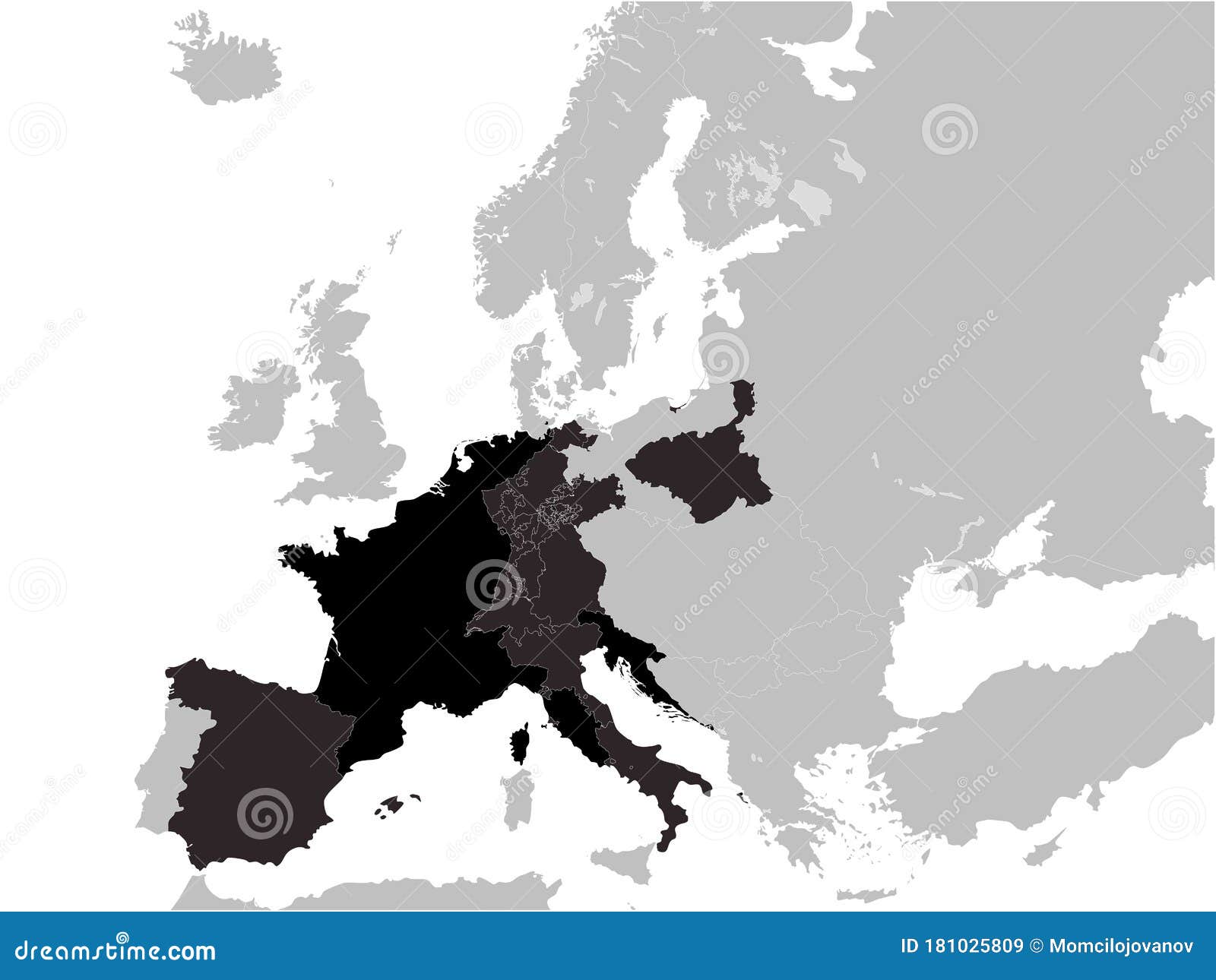 Map of the First French Empire Year 1812 Stock Vector - Illustration of