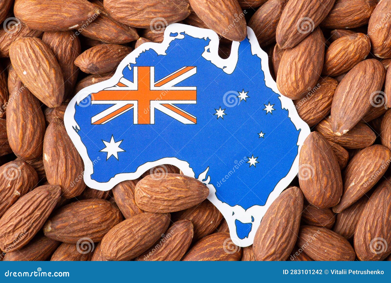 Map and Flag of Australia on Almonds Stock Photo Image of export
