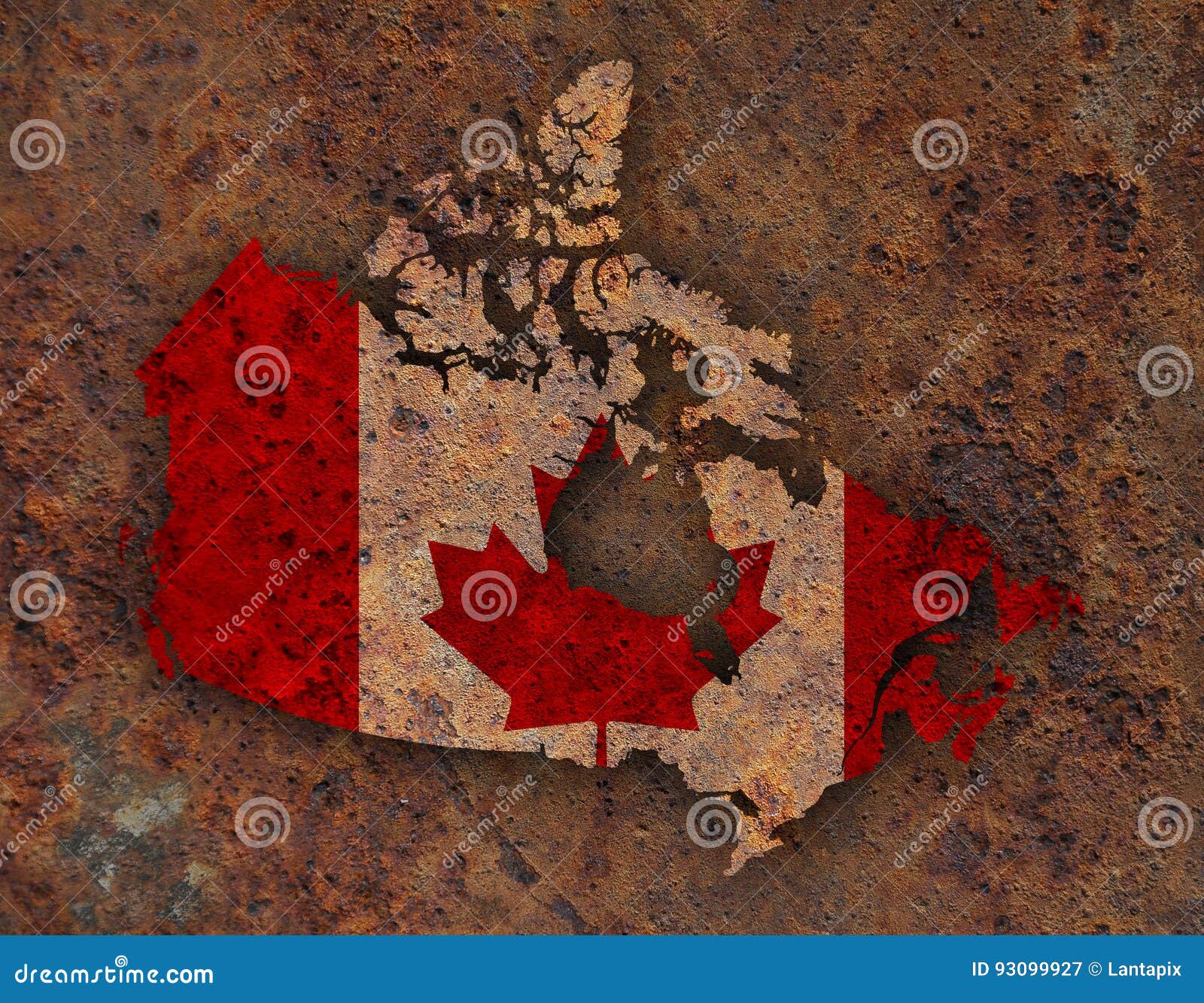 Map and Flag of Canada on Rusty Metal Stock Image Image of banner