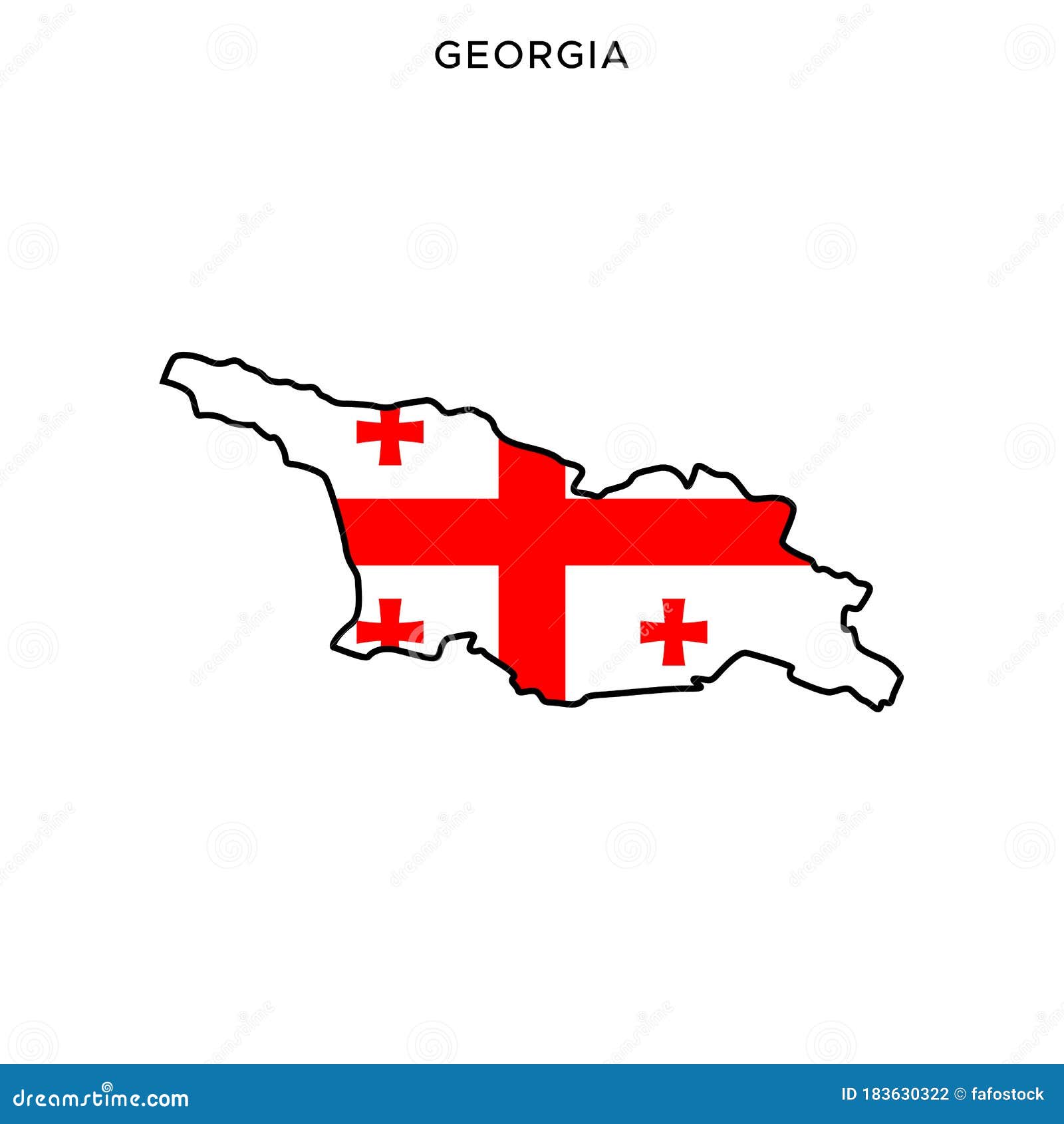 Map And Flag Of Georgia Vector Design Template With Editable Stroke. Stock Vector - Illustration ...
