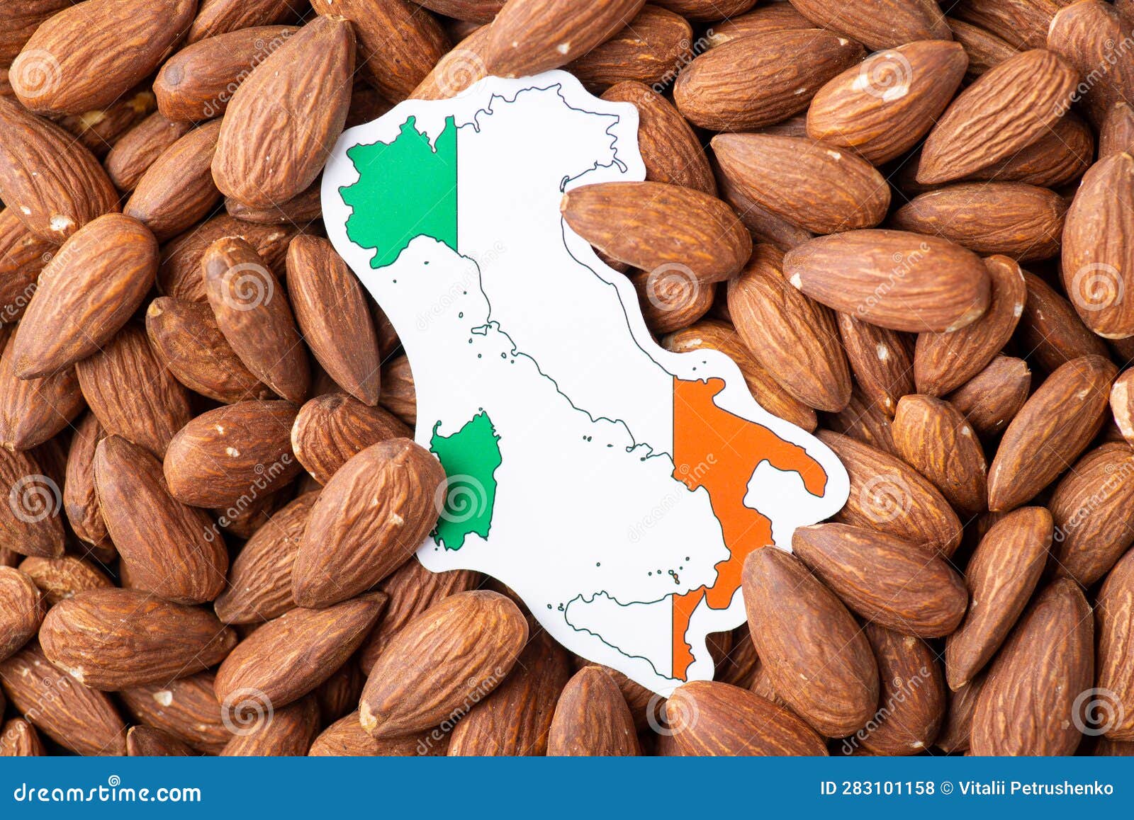 Map and Flag of Italy on Almonds Stock Photo Image of seed, edible