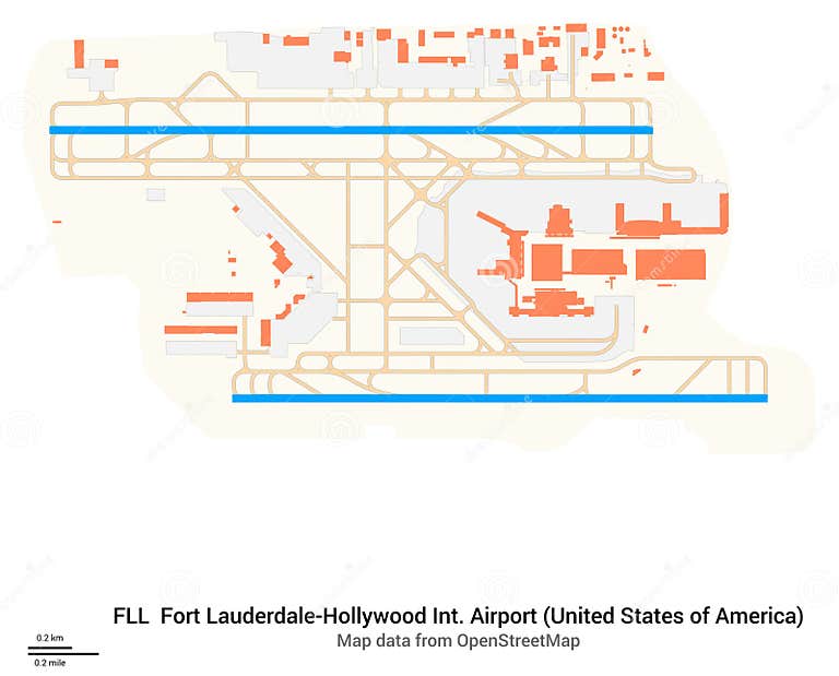 Map of Fort LauderdaleHollywood International Airport. IATAcode FLL