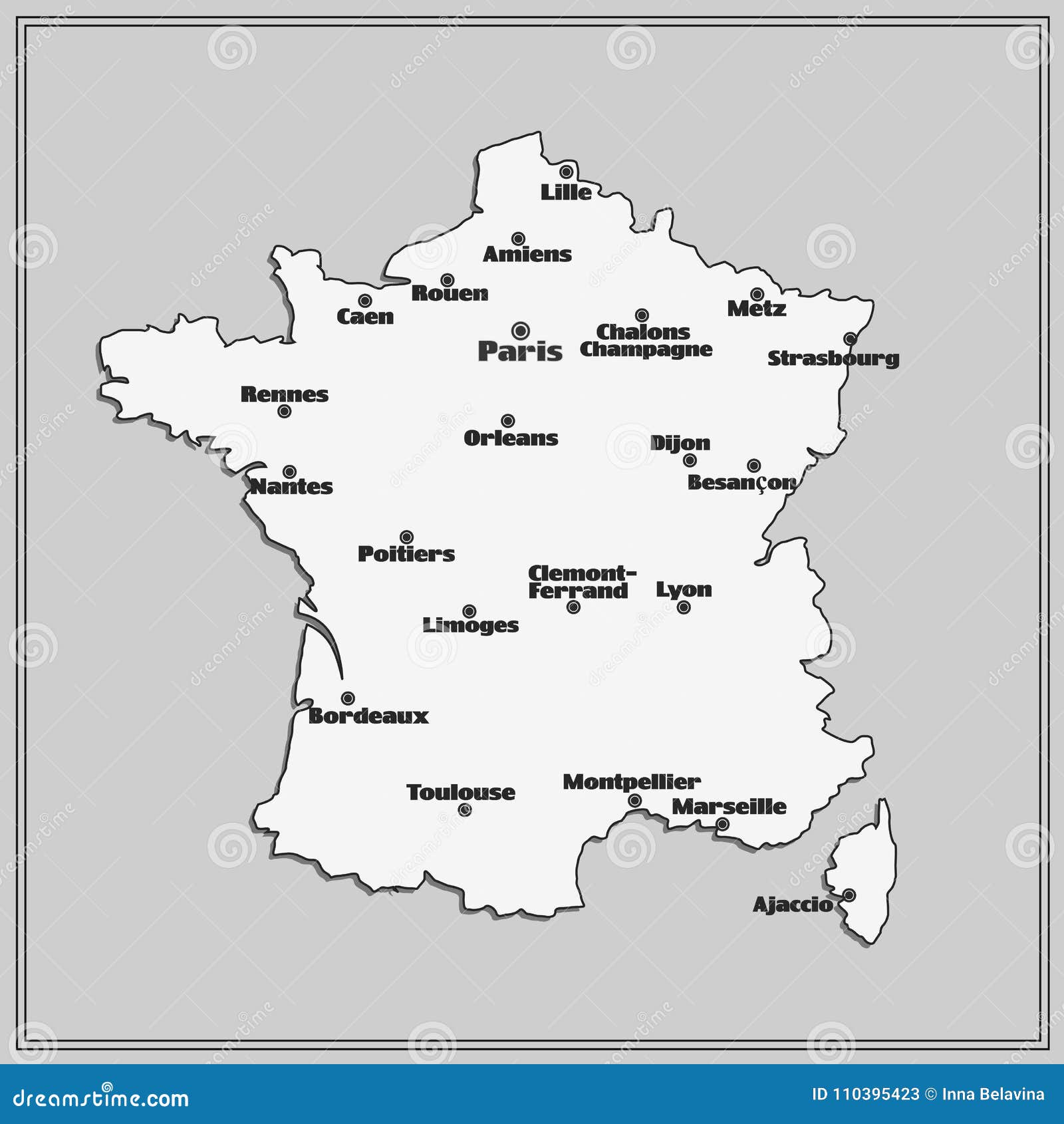 Map Of France With Big Cities Stock Illustration Illustration Of