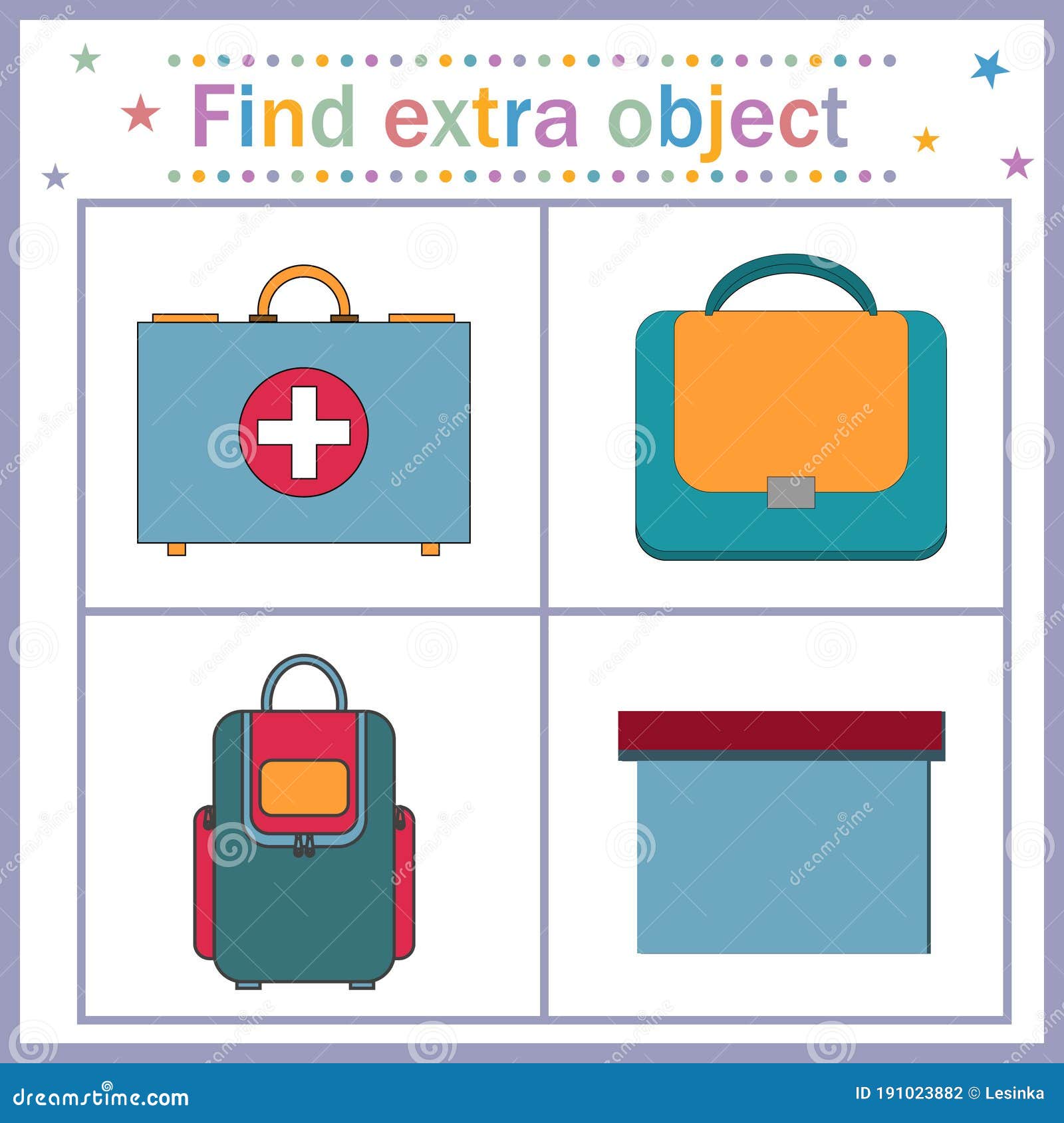 Find an Extra Object the Theme of the Bag Stock Vector Illustration