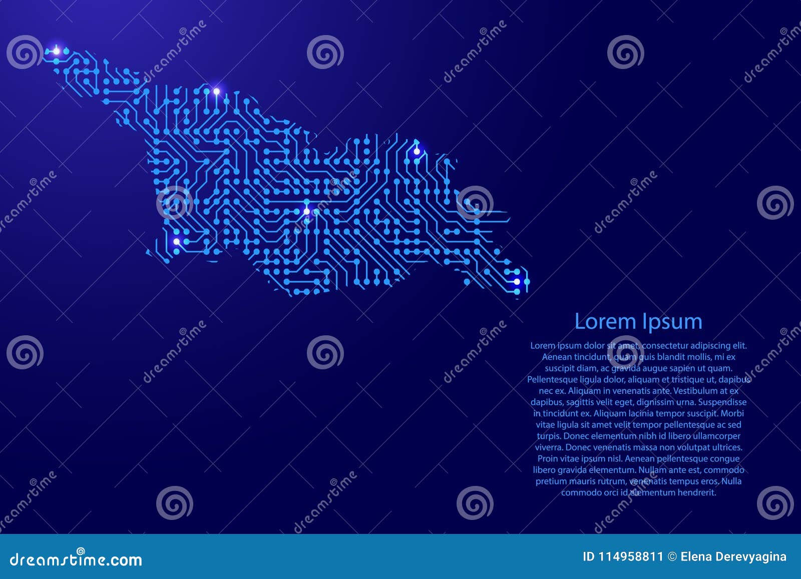 Map Georgia From Printed Board, Chip And Radio Component With Bl Stock