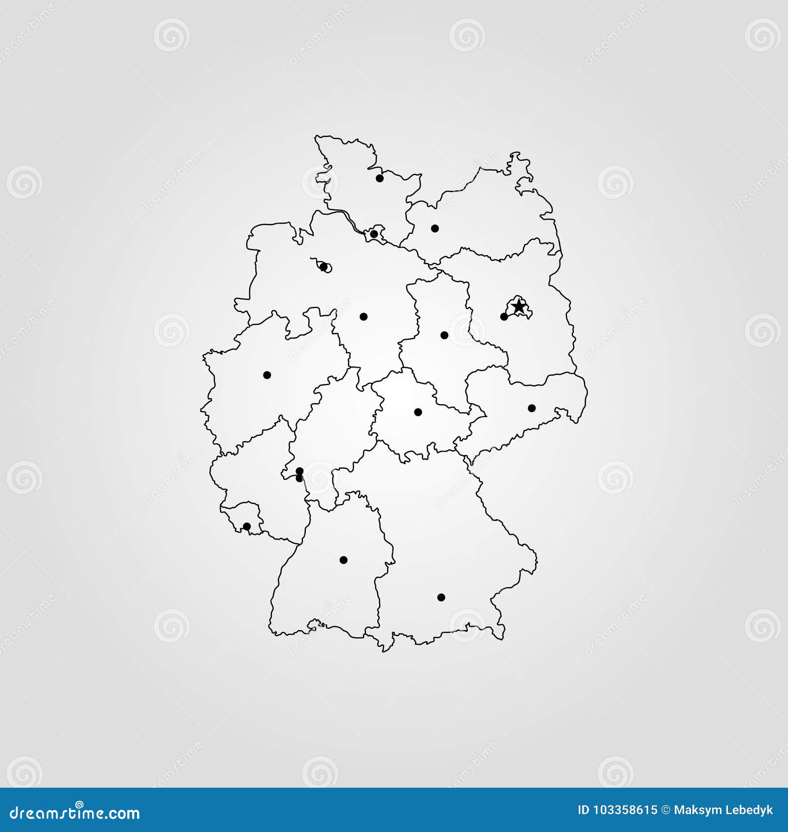 Map of Germany stock illustration. Illustration of flat - 103358615