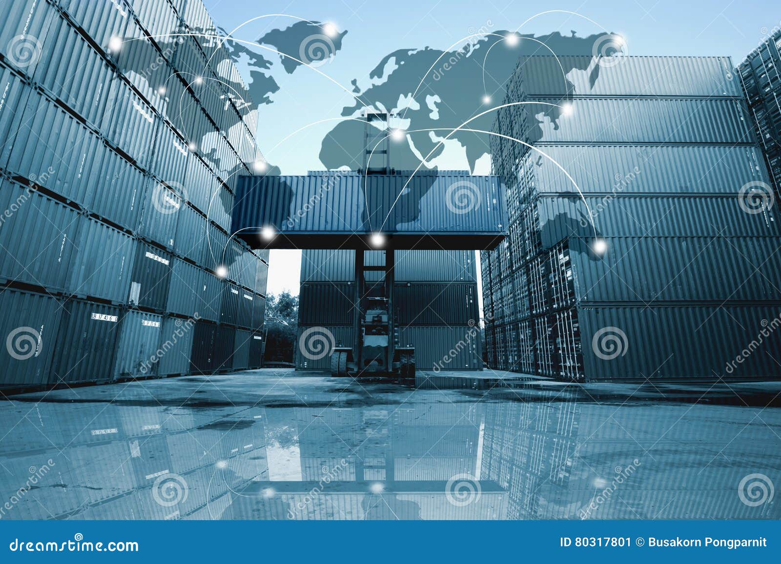 map global logistics partnership connection of container cargo f