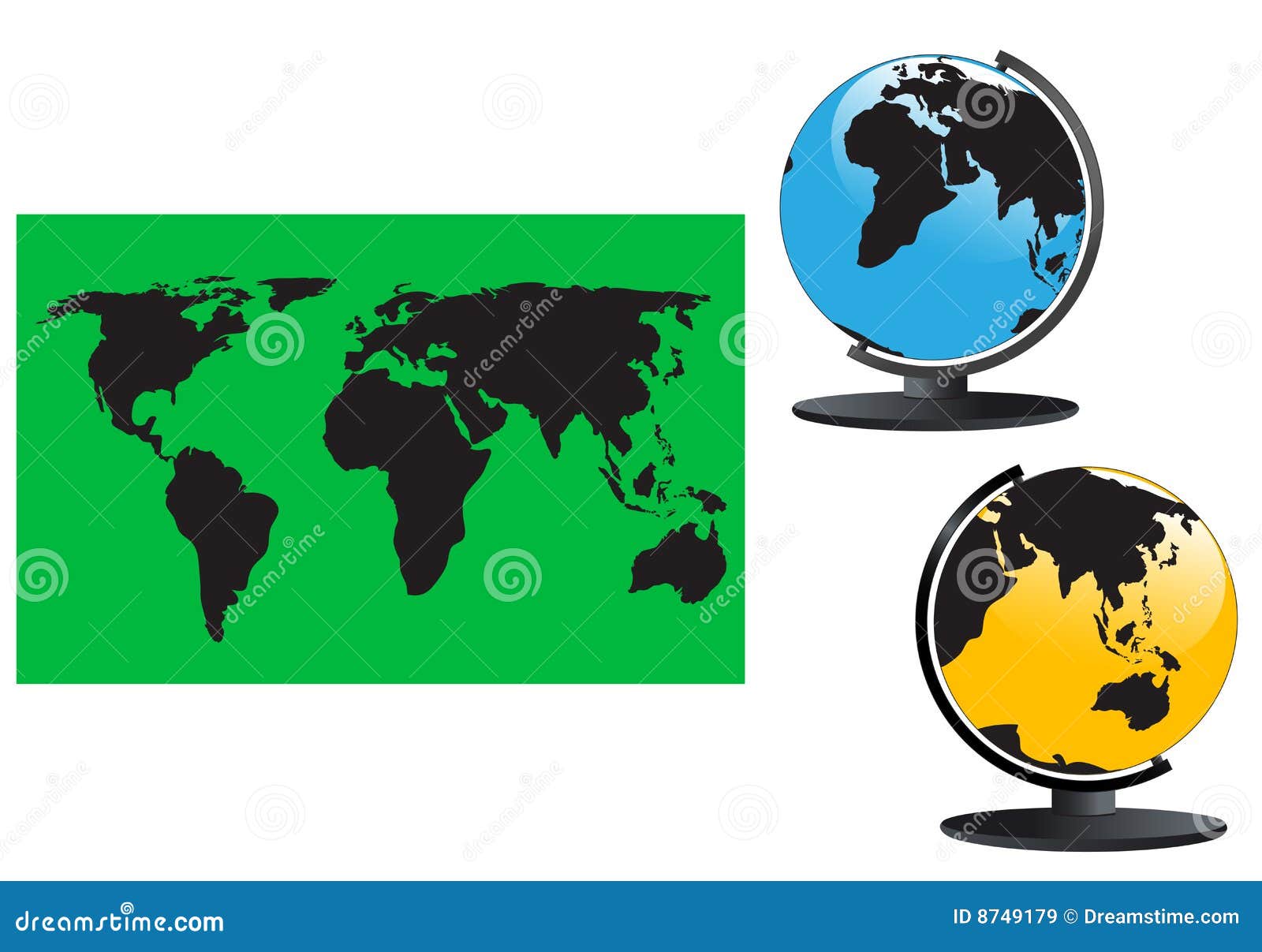 Map and globes stock vector. Illustration of east, continent 8749179