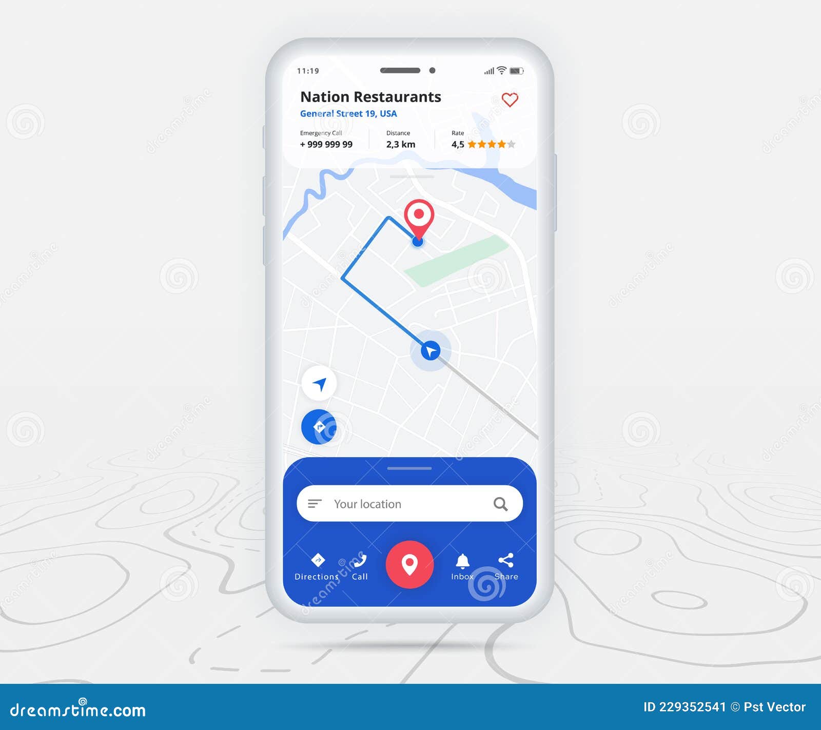 Map GPS Navigation App Ux Ui Concept, Mobile Map Application ...