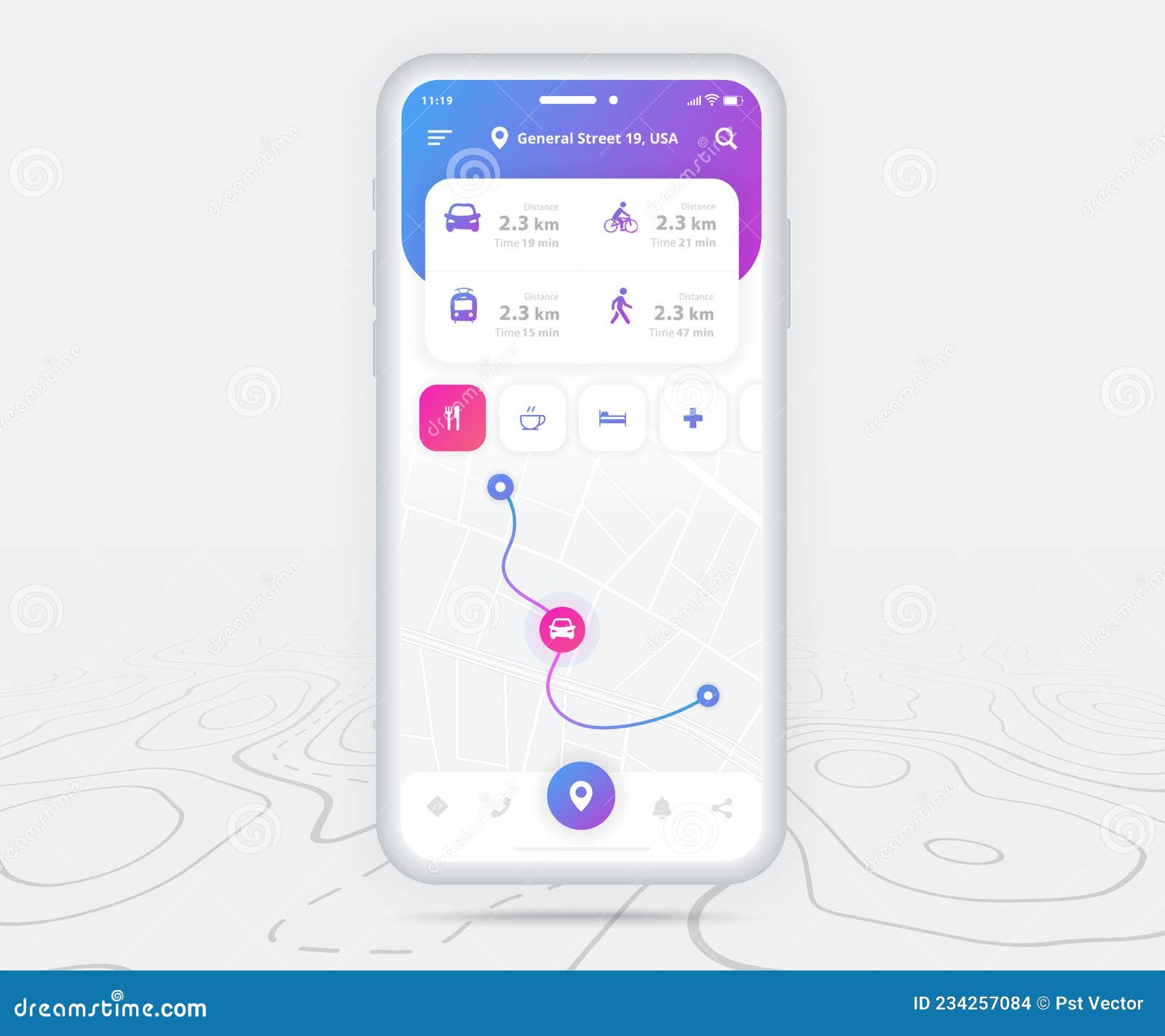 Map GPS Navigation Ux Ui Concept, Smartphone Map Application and ...