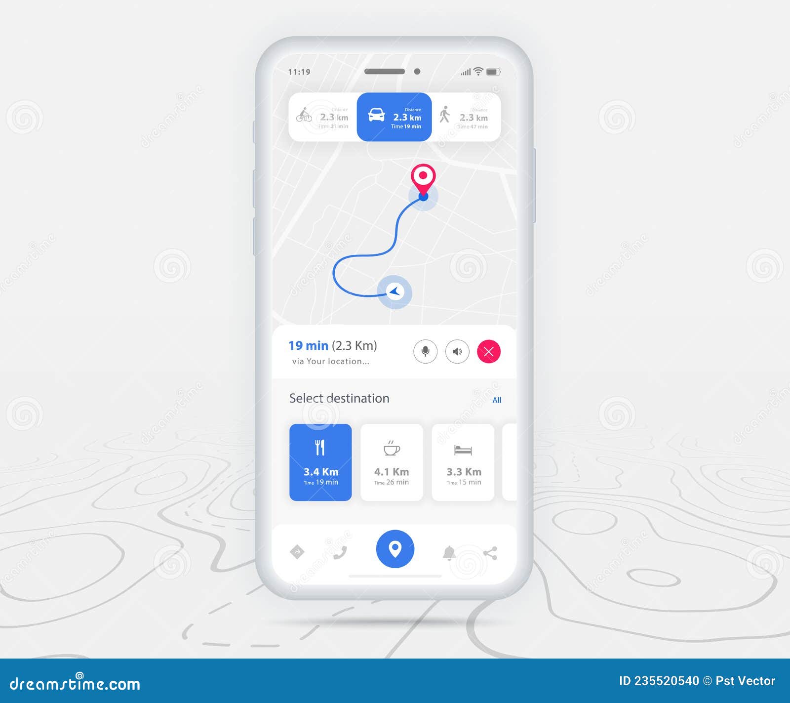 Map GPS Navigation Ux Ui Concept, Smartphone Map Application ...