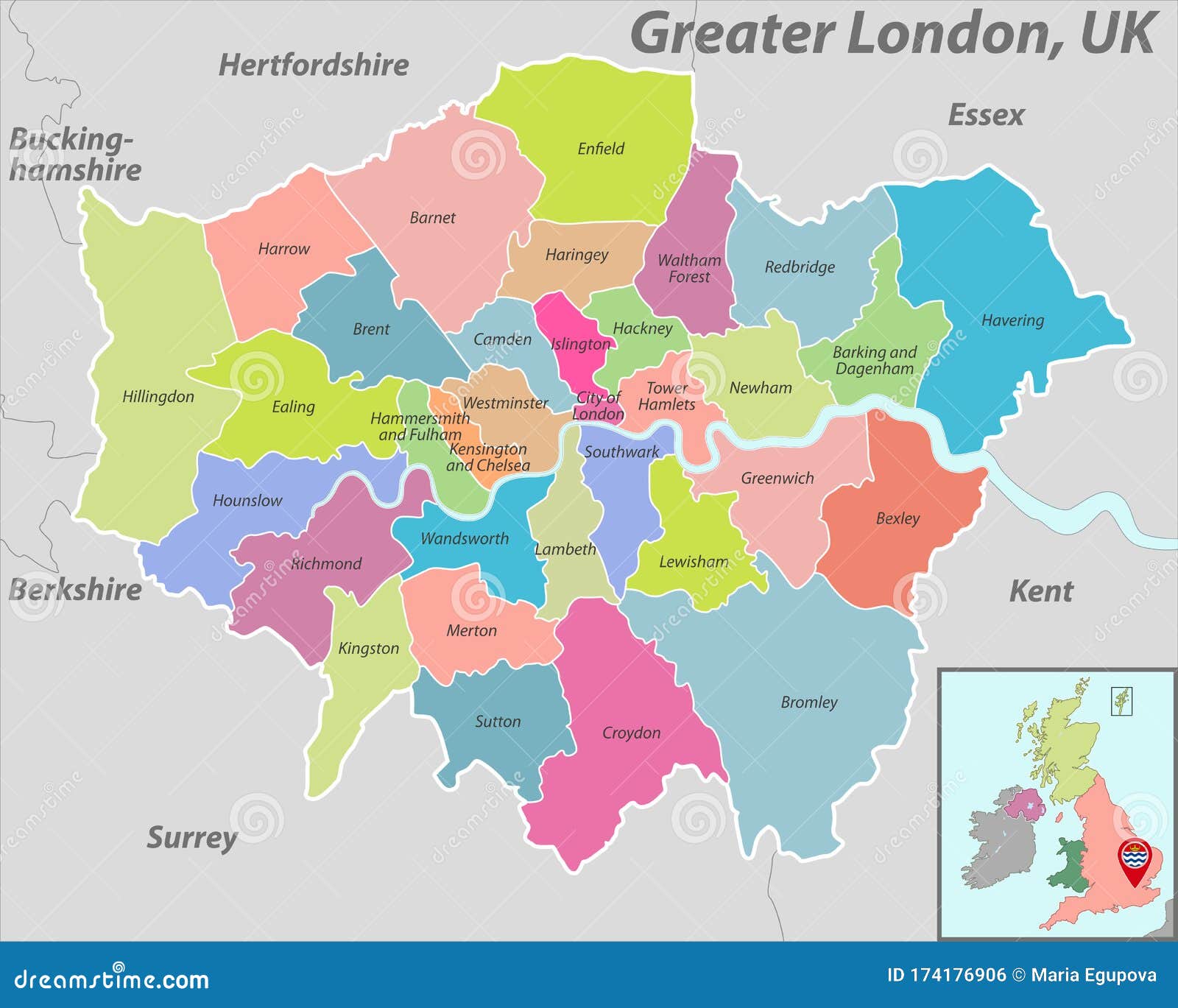Greater London Boroughs Map Map Of Greater London, Uk Stock Vector. Illustration Of Vector - 174176906 Greater London Boroughs Map Map Of Greater London, Uk Stock Vector. Illustration Of Vector - 174176906