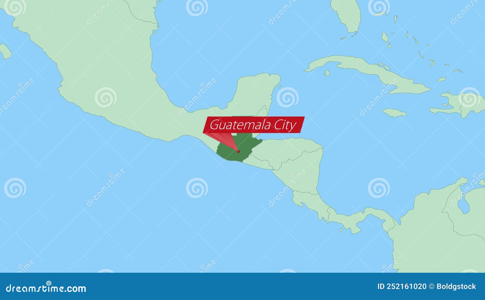 map of guatemala with pin of country capital
