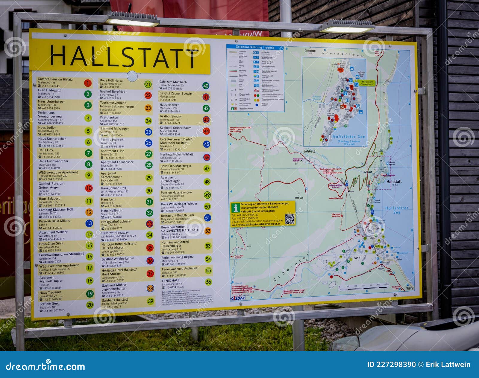Map of Hallstatt HALLSTATT, AUSTRIA, EUROPE JULY 30, 2021 Editorial