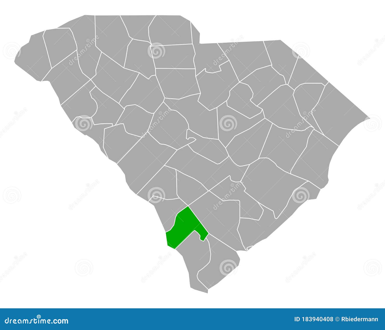 Map of Hampton in South Carolina Stock Vector Illustration of