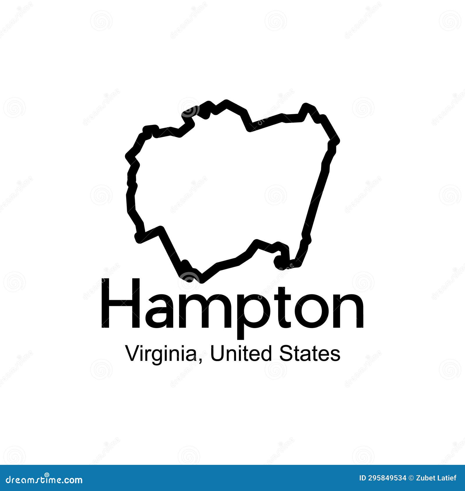 Map of Hampton Virginia City Illustration Creative Design Stock Vector