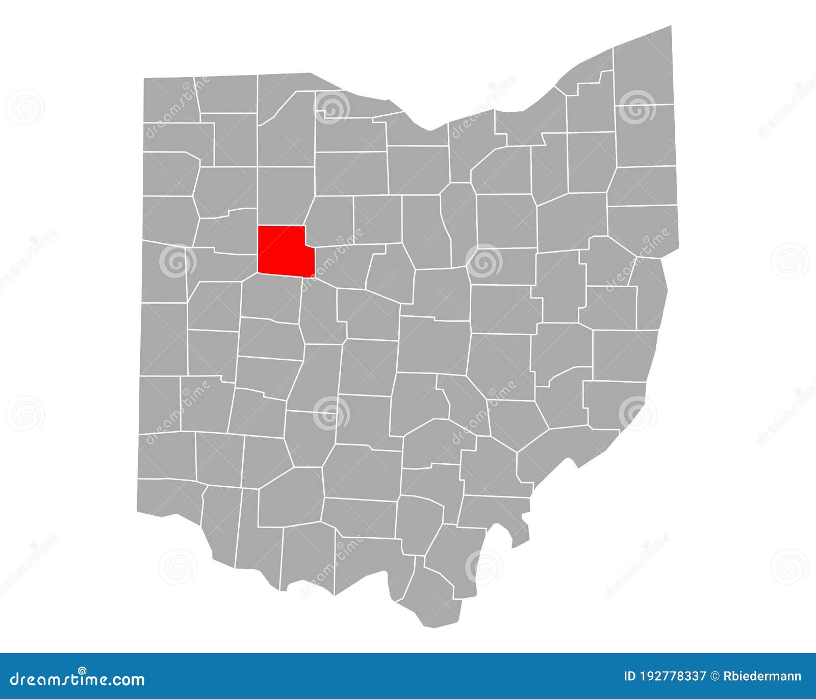 Map of Hardin in Ohio stock vector. Illustration of region - 192778337