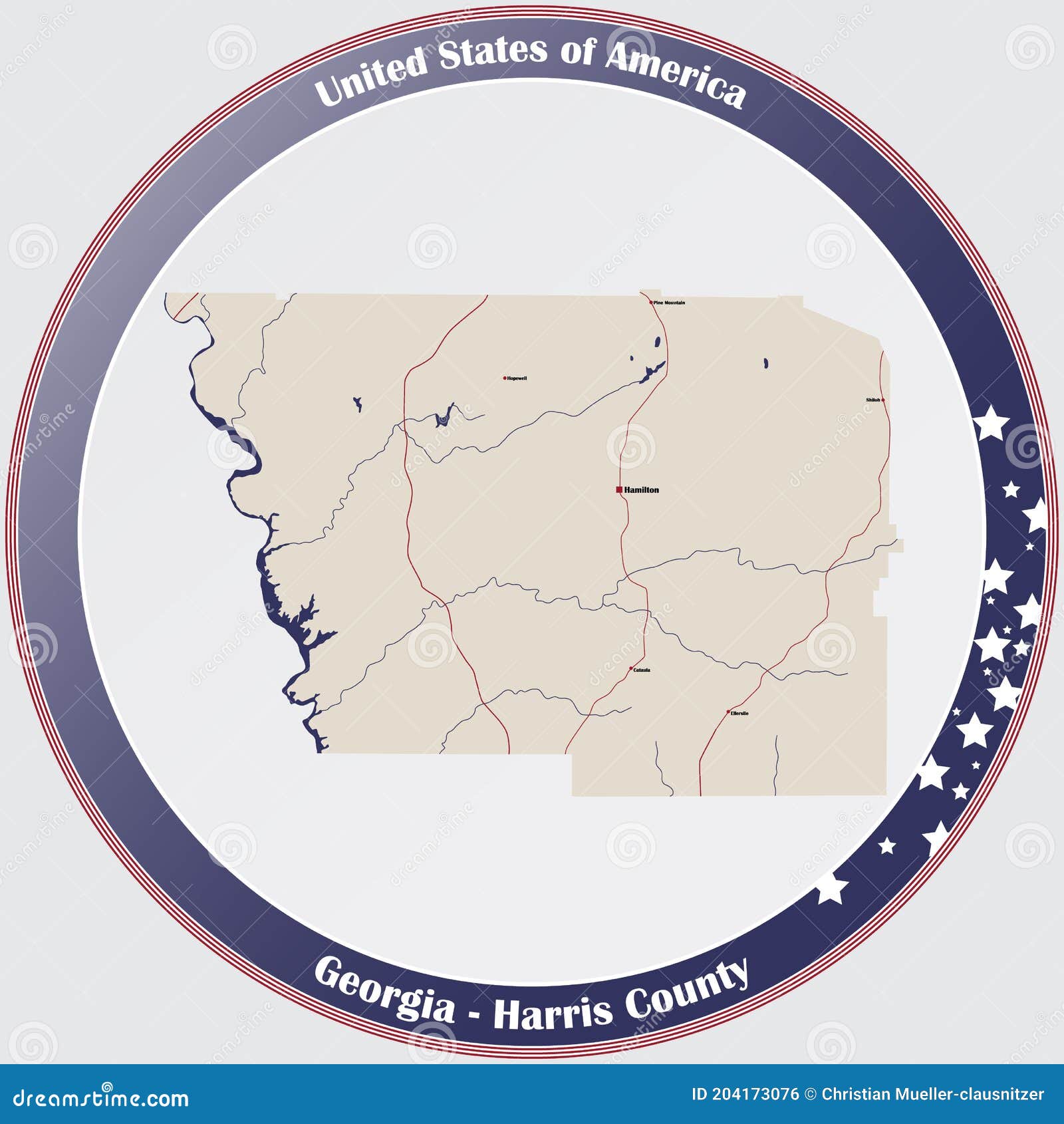 Map of Harris County in Stock Vector Illustration of city