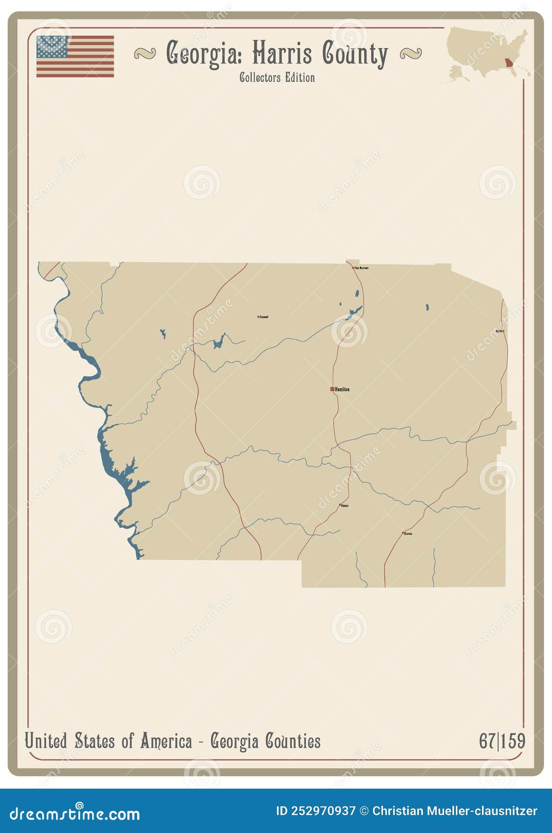 Map of Harris County in Stock Vector Illustration of rivers