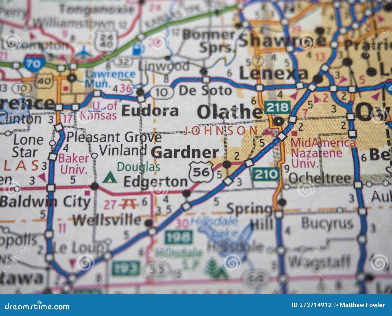 Map Highlighting Johnson County Kansas Stock Photo Image of gardner
