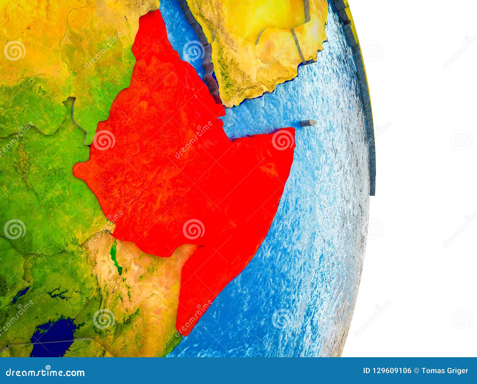Map of Horn of Africa on 3D Earth Stock Illustration - Illustration of