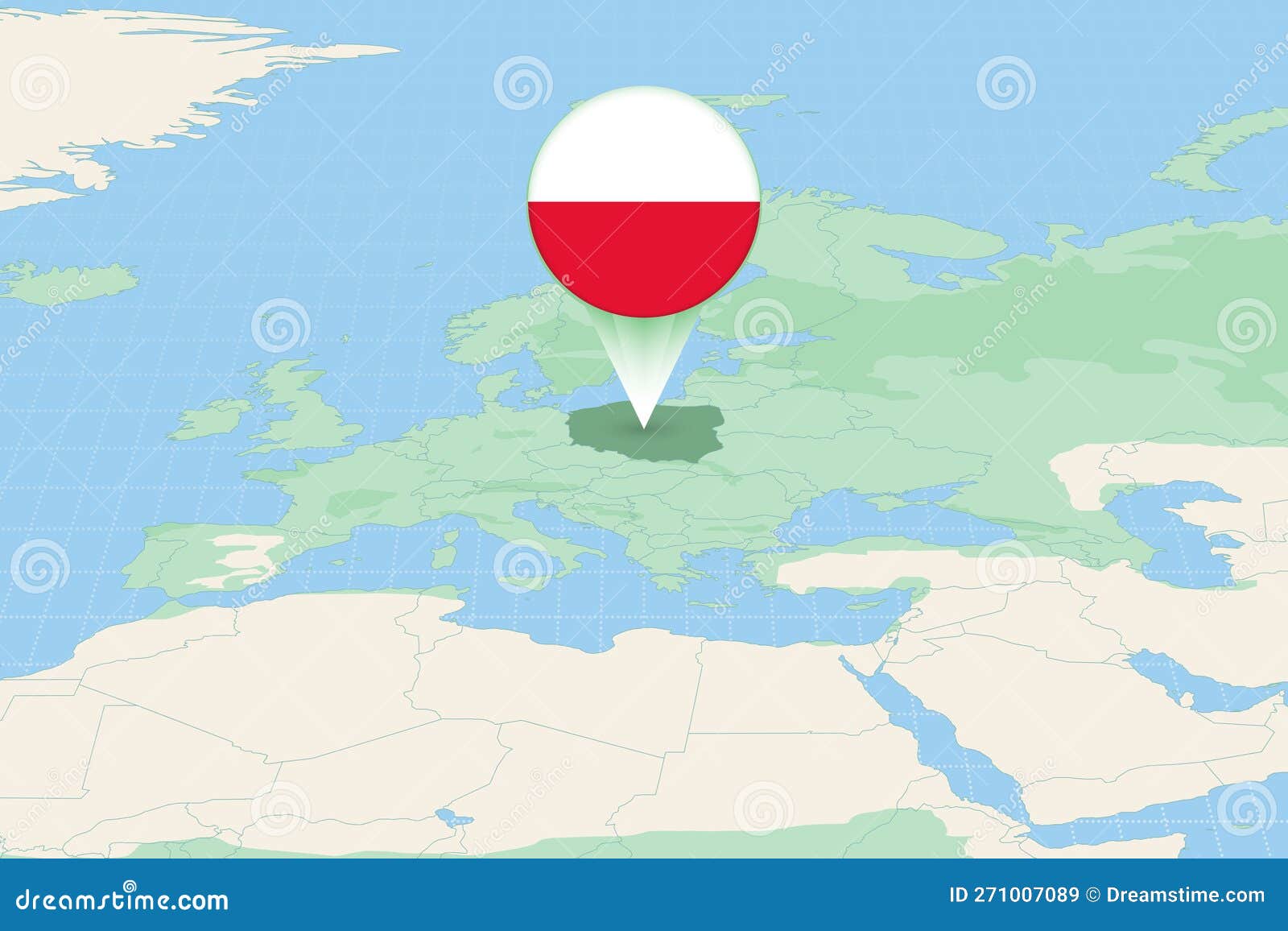 Map Illustration of Poland with - Map Illustration Poland Flag Cartographic Neighboring Countries Vector 271007089 