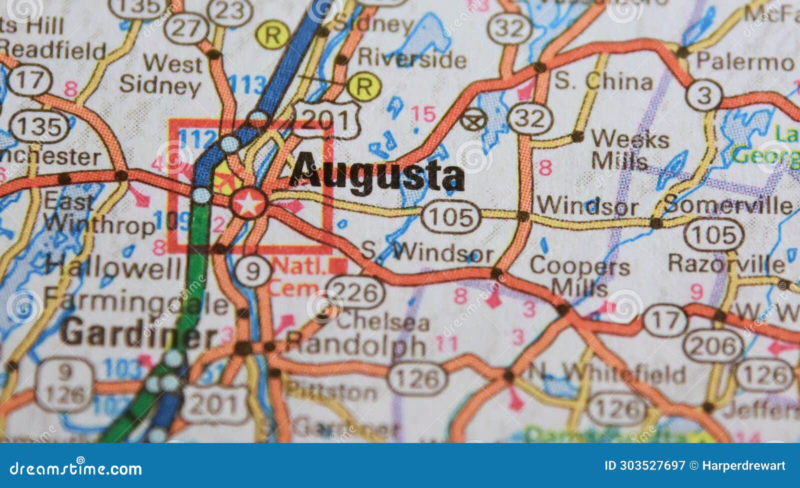 map image of augusta, maine