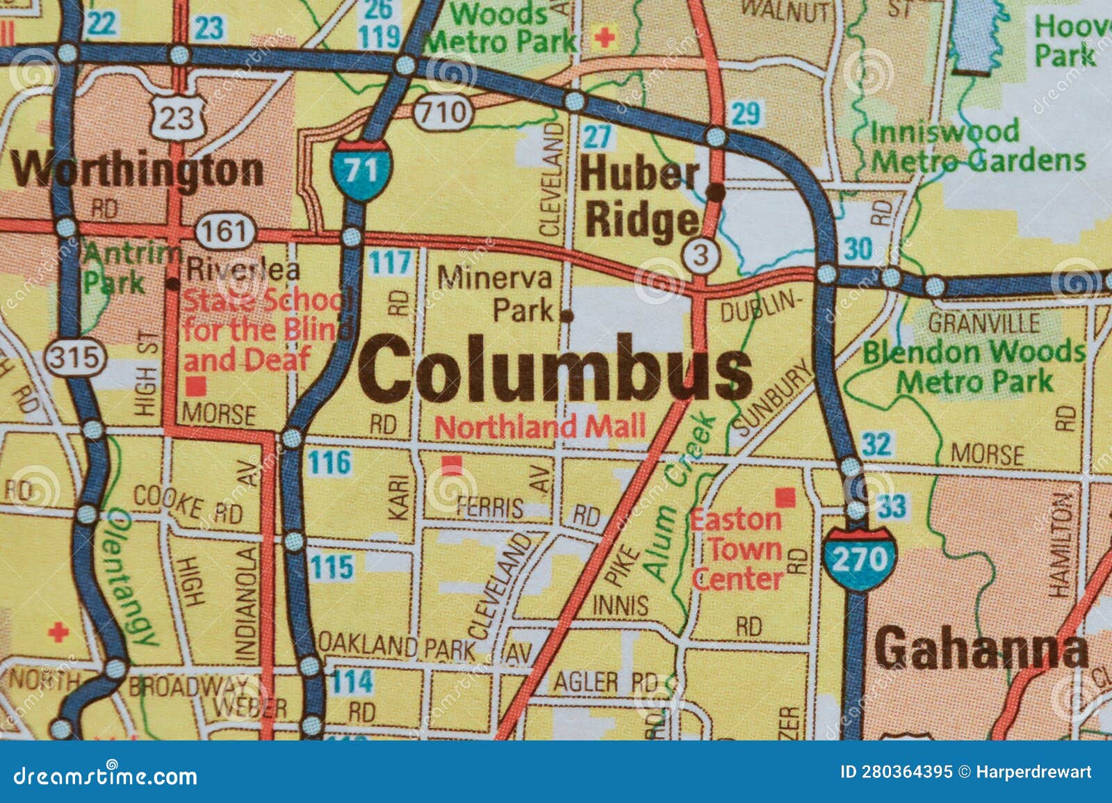 Map Image of Columbus Ohio stock image. Image of blind 280364395
