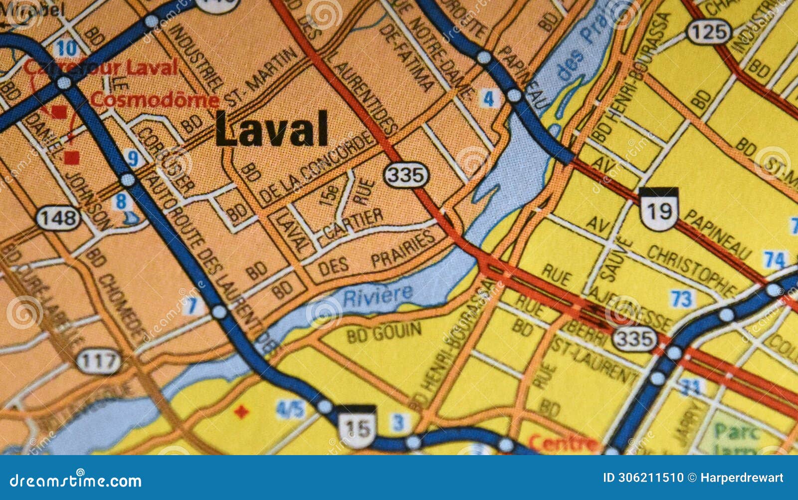 map image of laval, quebec, canada