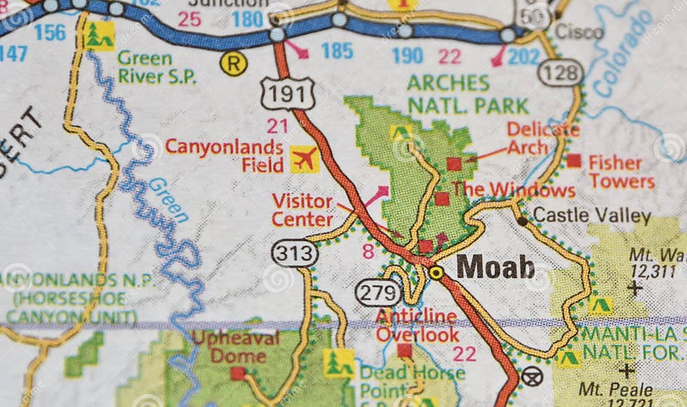 Map Image of Moab, Utah stock photo. Image of dome, tourism 284307264