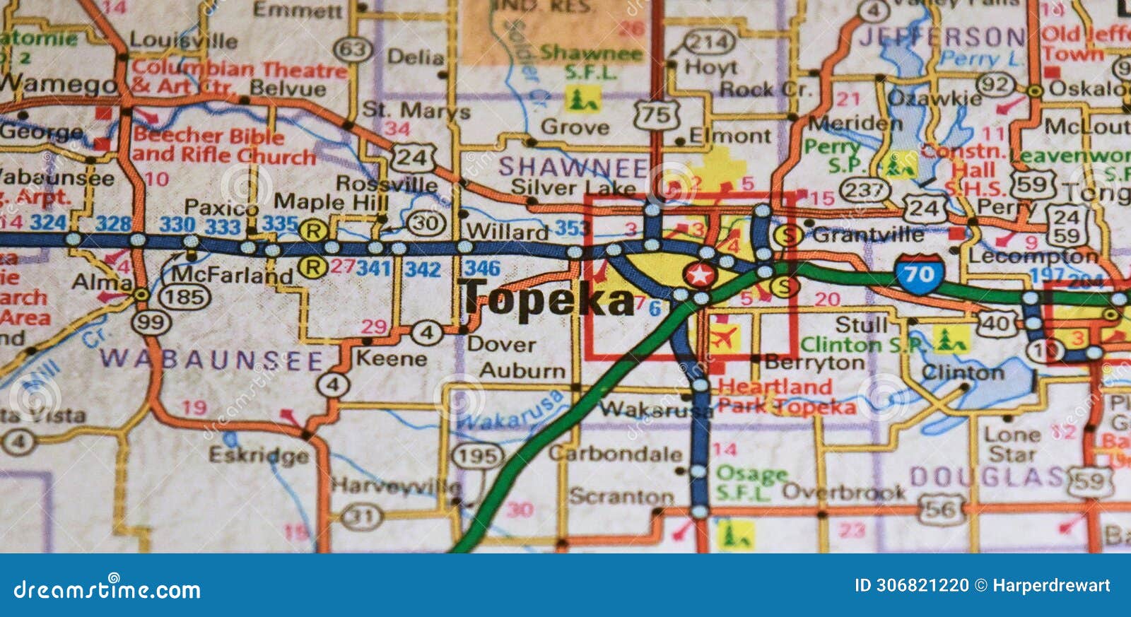 Map Image of Topeka, Kansas Stock Photo - Image of topeka, tourism ...