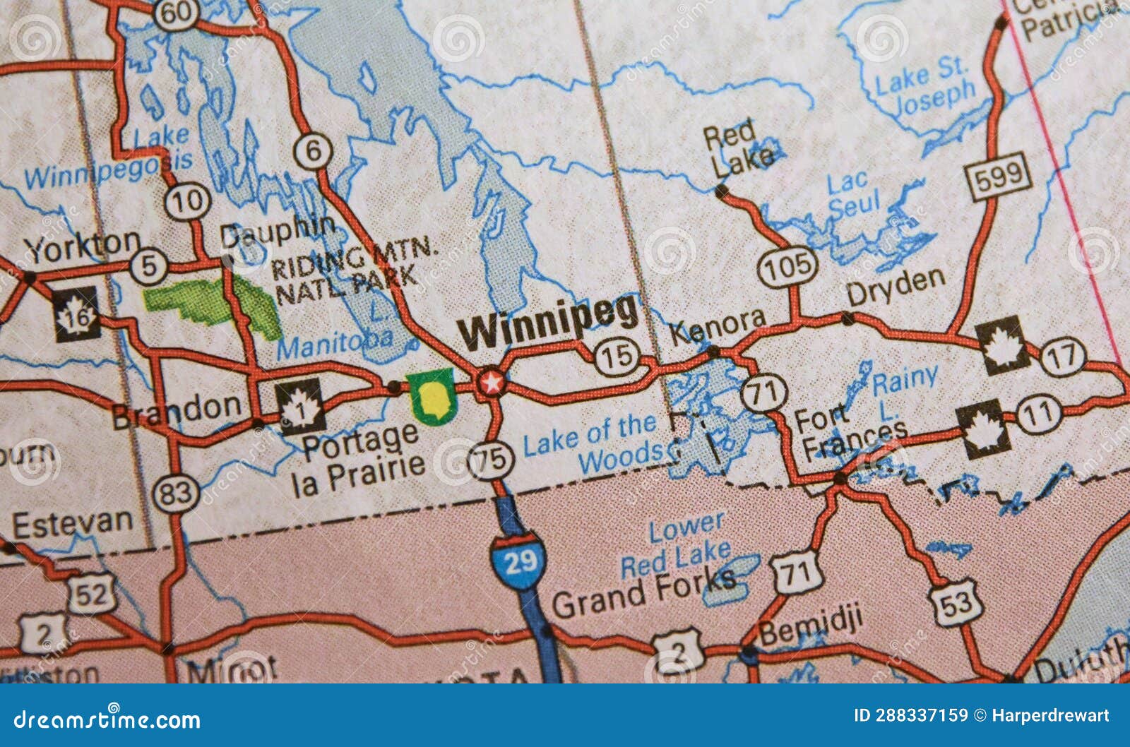 Map Image of Winnipeg, Manitoba, Canada Stock Image - Image of