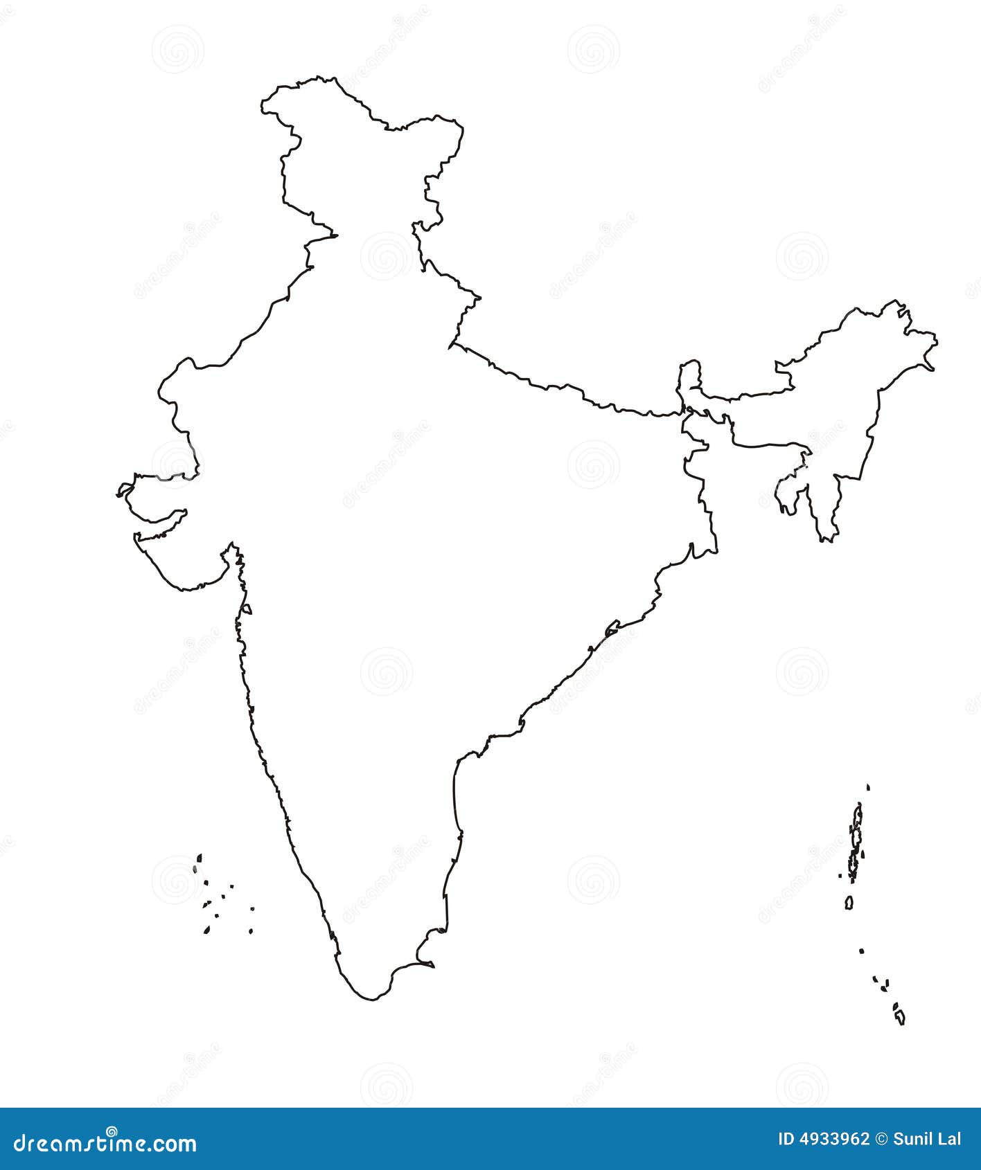 India map of black contour curves Royalty Free Vector Image