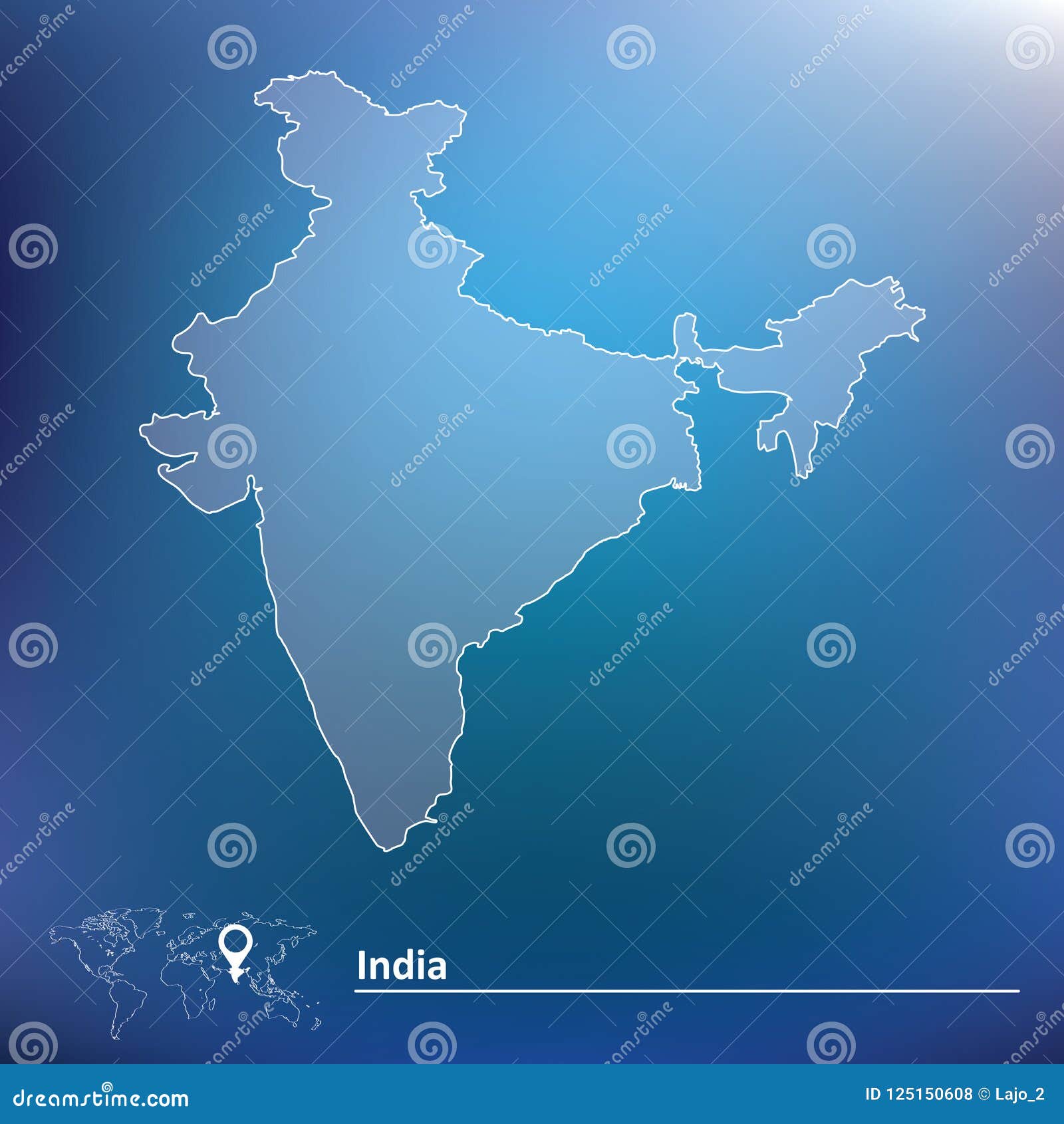 Map of India stock vector. Illustration of drawing, banner - 125150608
