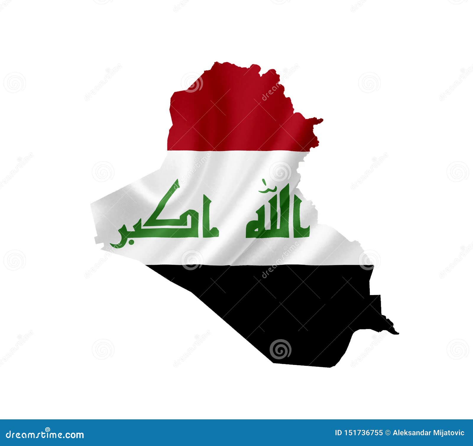 map of iraq with waving flag  on white
