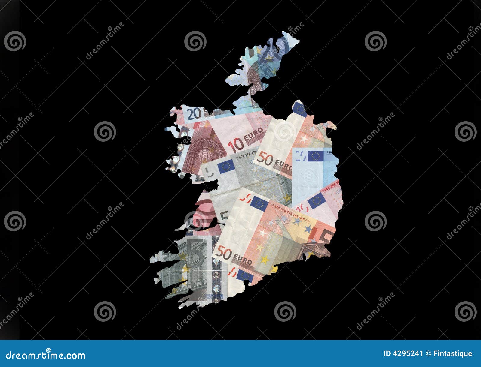 Map of Ireland with euros stock illustration. Illustration of display