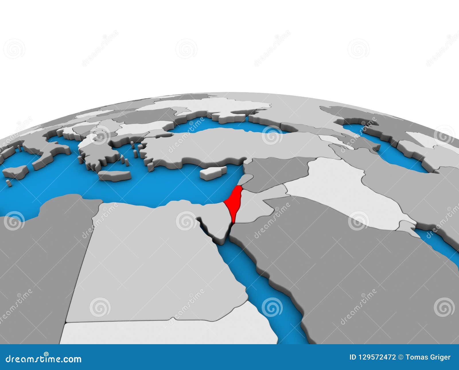 Map of Israel on 3D globe stock illustration. Illustration of country
