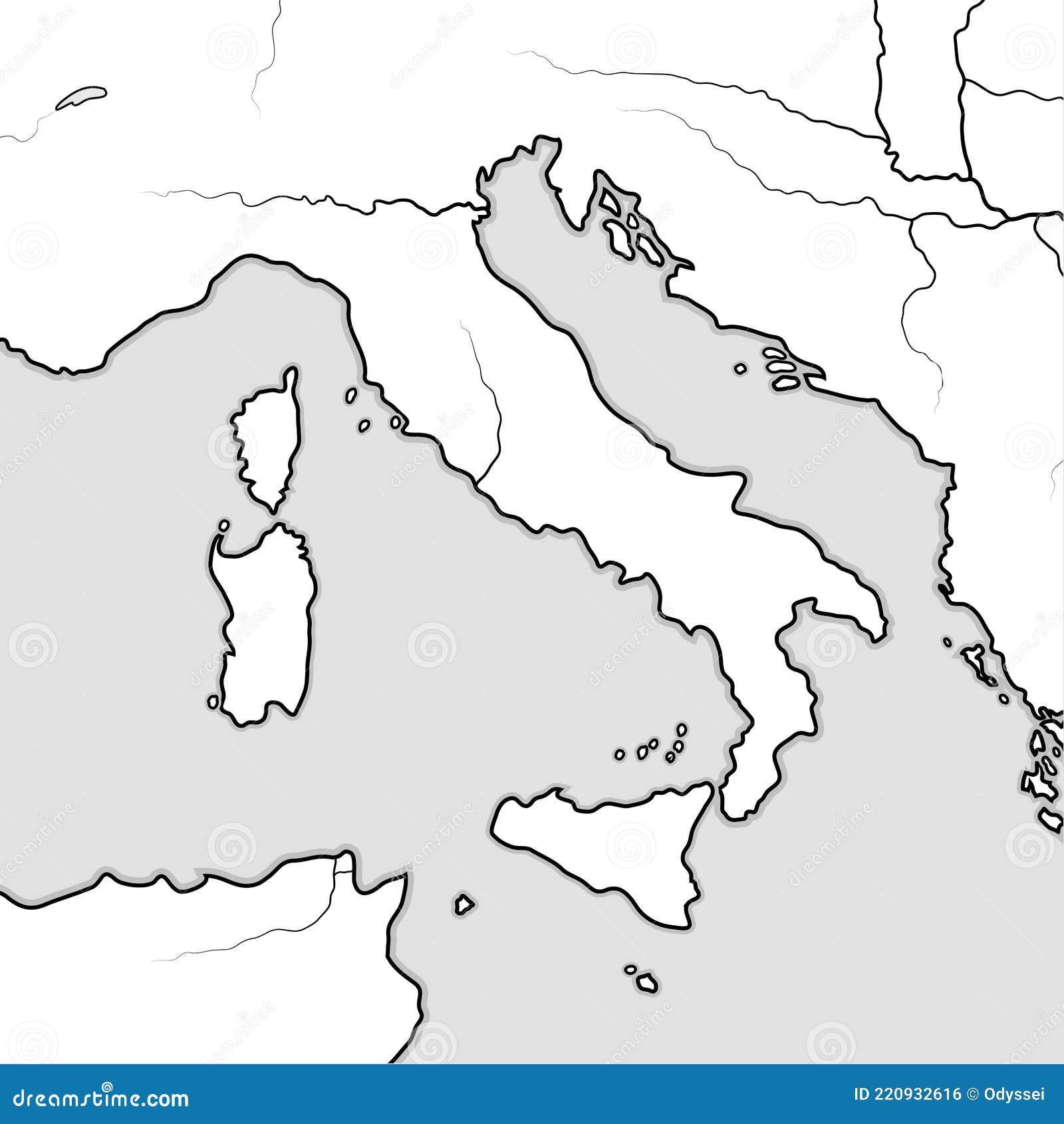 map of the italian lands: italy, tuscany, lombardy, sicily, the apennines, italian peninsula. geographic chart.