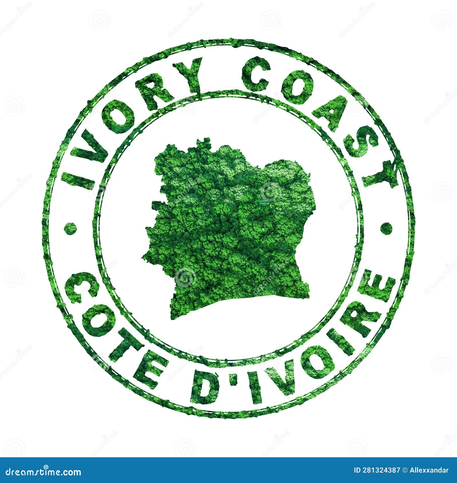 Map of Ivory Coast, Postal Stamp, Sustainable Development, CO2 Emission