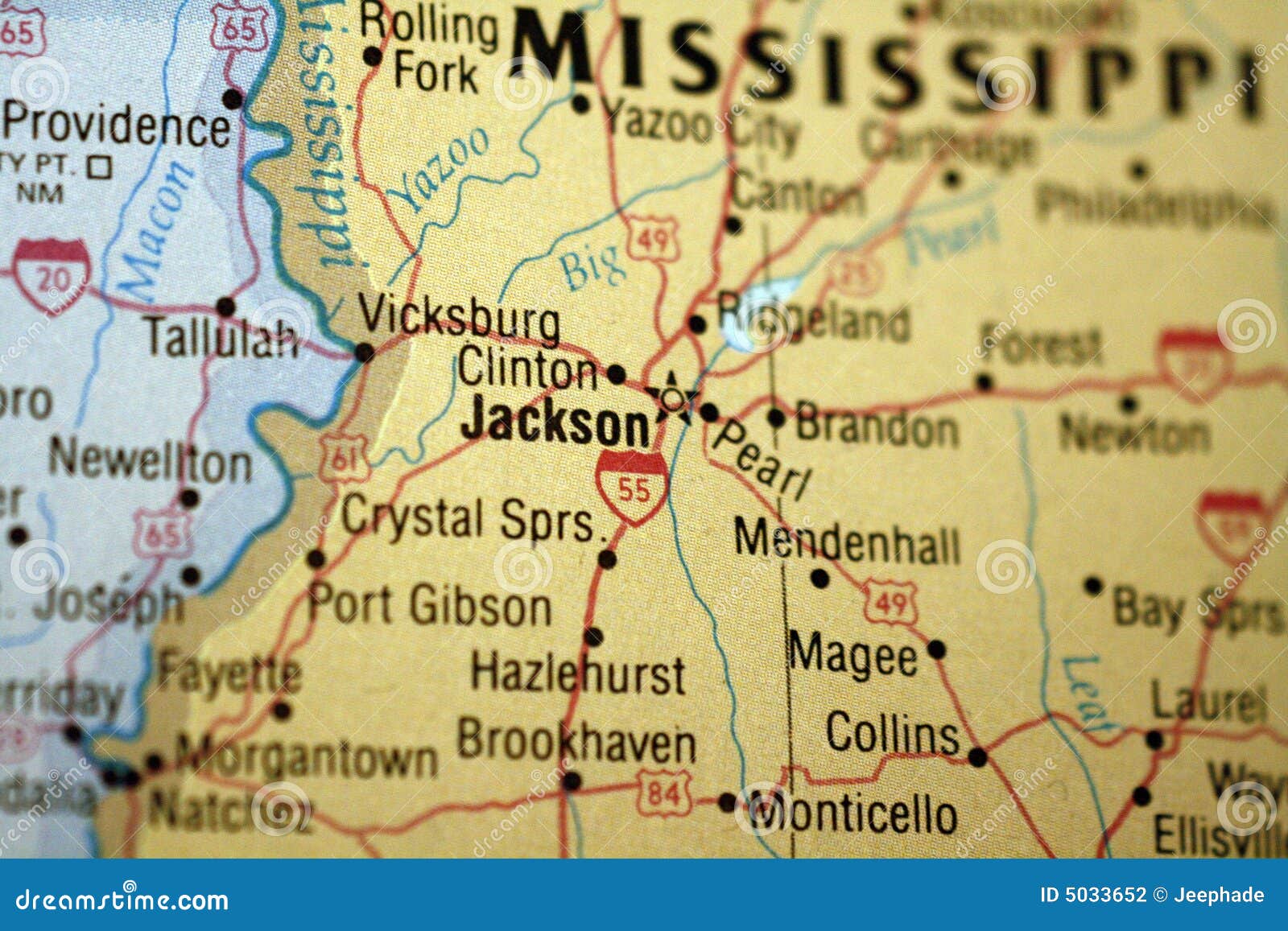 Map Of Jackson, Mississippi Stock Photography - Image: 5033652