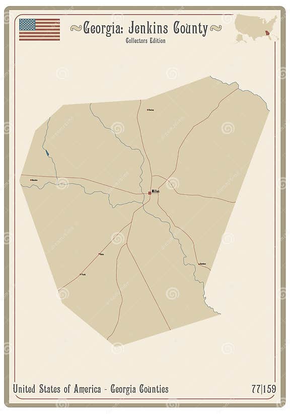 Map of Jenkins County in Stock Vector Illustration of highway