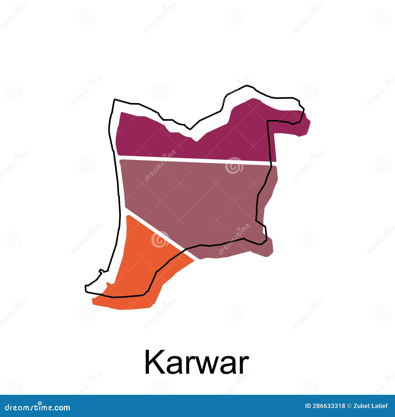 Map of Karwar City Modern Simple Geometric, Illustration Vector Design